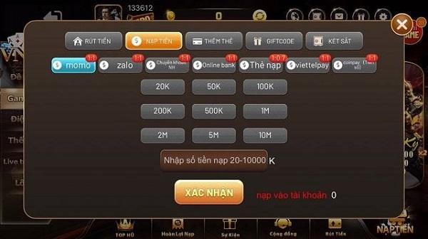 Nạp rút trong game